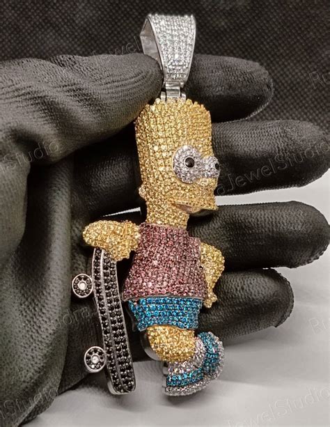 bart simpson chain pendant iced out.